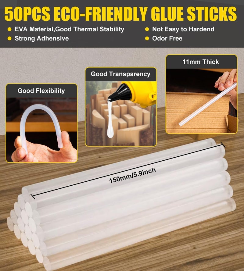 EASYTOO Crystal Clear Full Size Hot Glue Gun Sticks, 50 Pack, 0.43x6 Inches, Compatible with Most Glue Guns, Multipurpose for DIY Art Craft General Repairs, Home Decorations and Gluing Projects… - Image 4